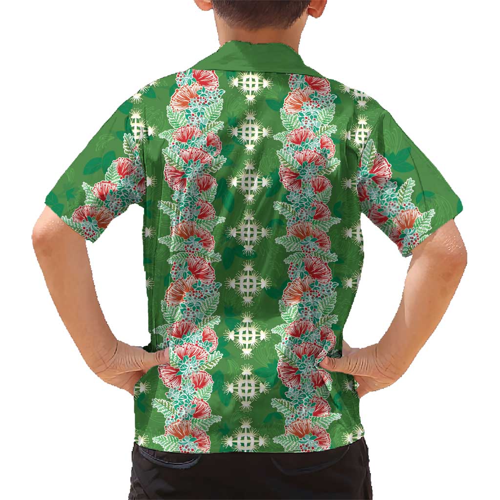Hawaii Ohia Lehua Family Matching Off Shoulder Short Dress and Hawaiian Shirt Tropical Vibes Green