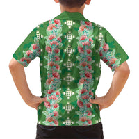 Hawaii Ohia Lehua Family Matching Puletasi and Hawaiian Shirt Tropical Vibes Green