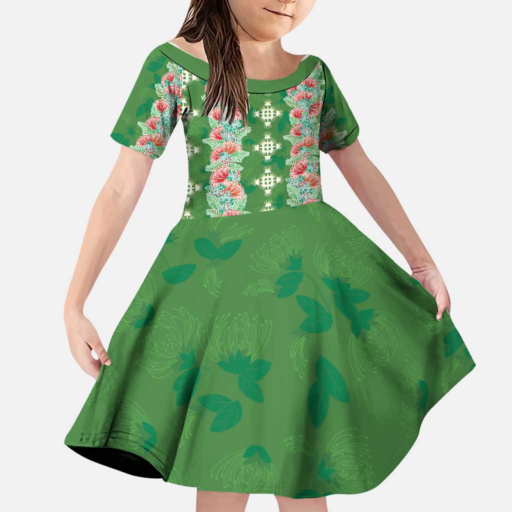 Hawaii Ohia Lehua Family Matching Summer Maxi Dress and Hawaiian Shirt Tropical Vibes Green
