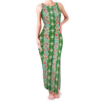 Hawaii Ohia Lehua Family Matching Tank Maxi Dress and Hawaiian Shirt Tropical Vibes Green