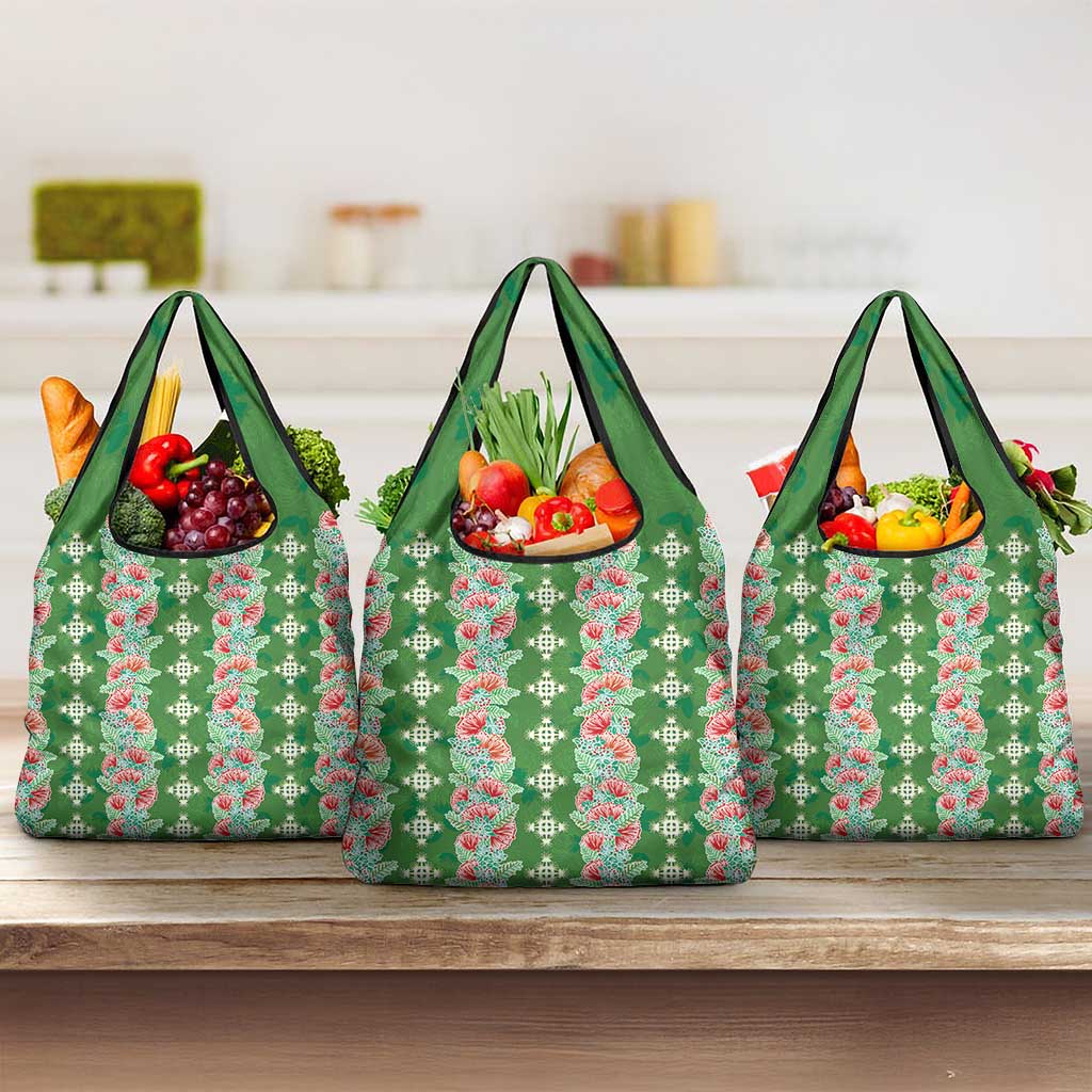 Hawaii Ohia Lehua Grocery Bag Tropical Vibes Green LT05 3-pack One Size Green - Polynesian Pride
