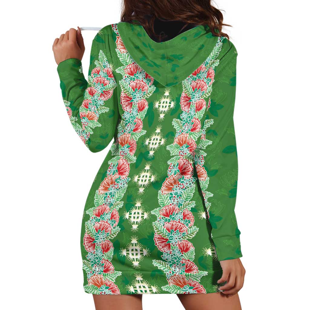 Hawaii Ohia Lehua Hoodie Dress Tropical Vibes Green LT05 - Polynesian Pride