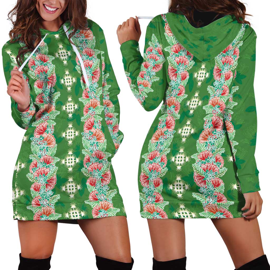 Hawaii Ohia Lehua Hoodie Dress Tropical Vibes Green LT05 - Polynesian Pride