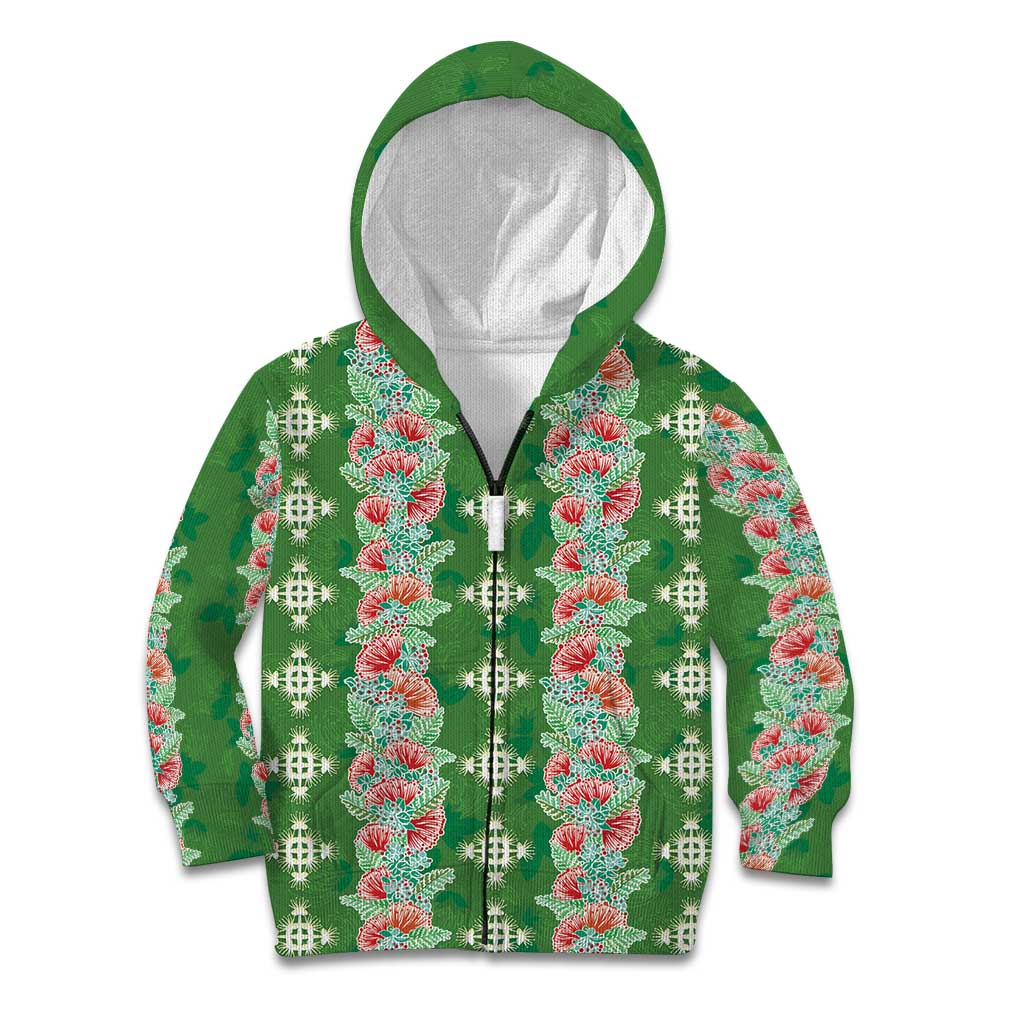Hawaii Ohia Lehua Kid Hoodie Tropical Vibes Green LT05 Zip Hoodie Green - Polynesian Pride