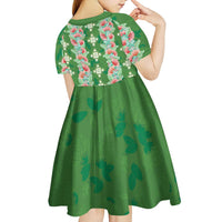 Hawaii Ohia Lehua Kid Short Sleeve Dress Tropical Vibes Green LT05 - Polynesian Pride