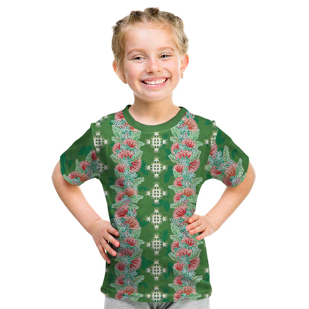 Hawaii Ohia Lehua Kid T Shirt Tropical Vibes Green LT05 Green - Polynesian Pride