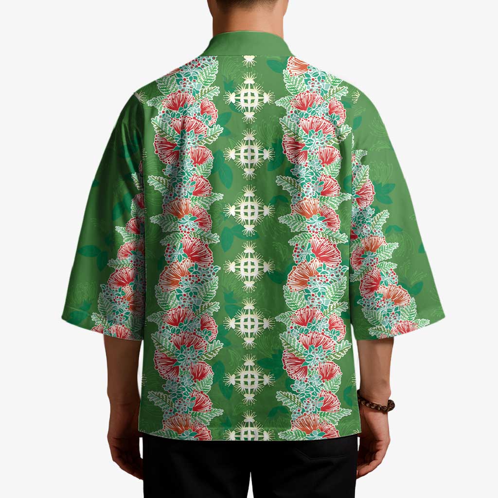 Hawaii Ohia Lehua Kimono Tropical Vibes Green LT05 - Polynesian Pride