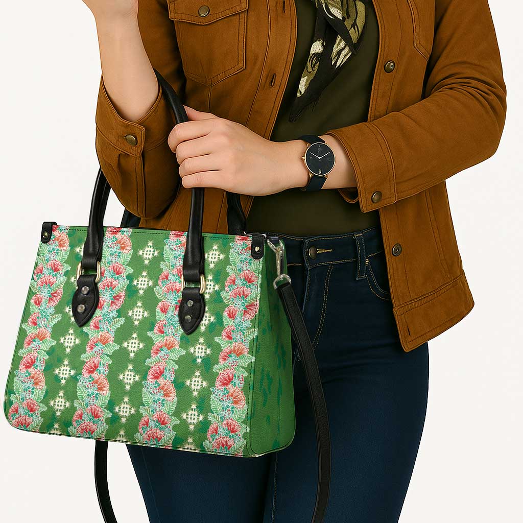 Hawaii Ohia Lehua Leather Bag Tropical Vibes Green LT05 - Polynesian Pride