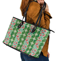 Hawaii Ohia Lehua Leather Tote Bag Tropical Vibes Green LT05 - Polynesian Pride