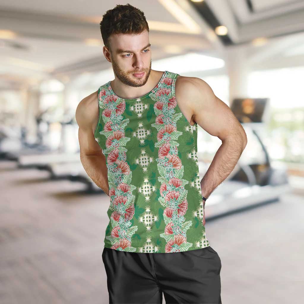 Hawaii Ohia Lehua Men Tank Top Tropical Vibes Green LT05 Green - Polynesian Pride