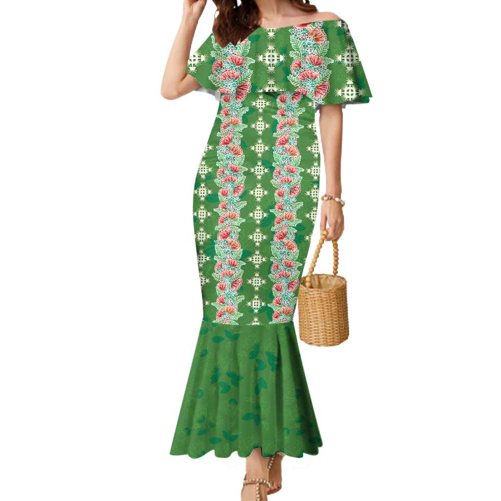 Hawaii Ohia Lehua Mermaid Dress Tropical Vibes Green LT05 Women Green - Polynesian Pride
