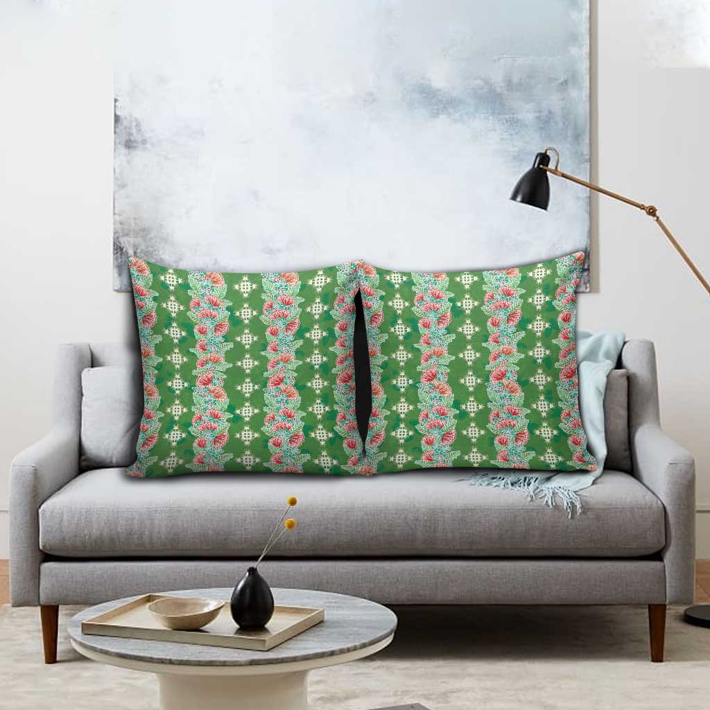 Hawaii Ohia Lehua Pillow Cover Tropical Vibes Green LT05 - Polynesian Pride