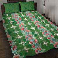 Hawaii Ohia Lehua Quilt Bed Set Tropical Vibes Green
