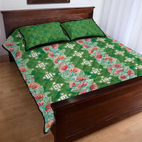 Hawaii Ohia Lehua Quilt Bed Set Tropical Vibes Green