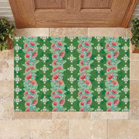 Hawaii Ohia Lehua Rubber Doormat Tropical Vibes Green