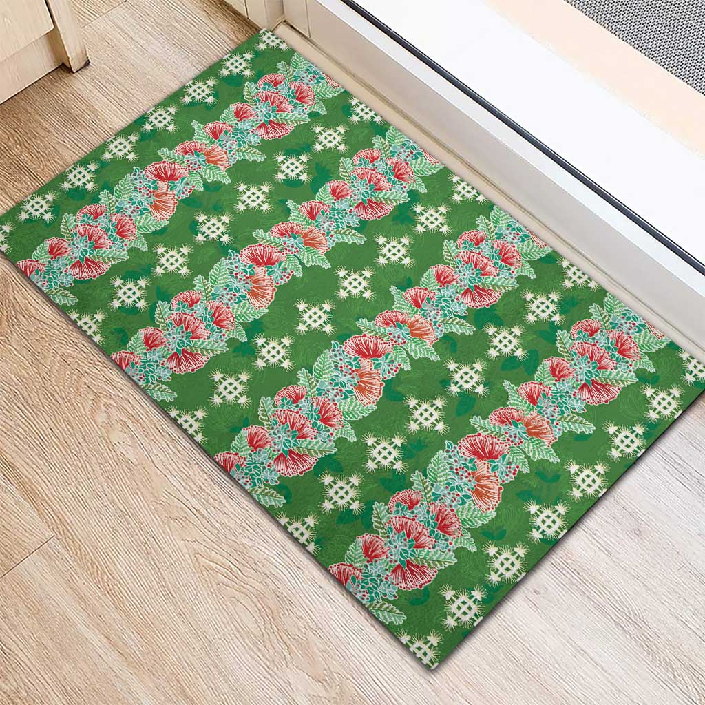 Hawaii Ohia Lehua Rubber Doormat Tropical Vibes Green