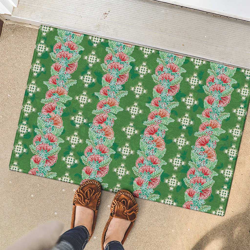 Hawaii Ohia Lehua Rubber Doormat Tropical Vibes Green