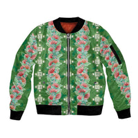 Hawaii Ohia Lehua Sleeve Zip Bomber Jacket Tropical Vibes Green LT05 Unisex Green - Polynesian Pride