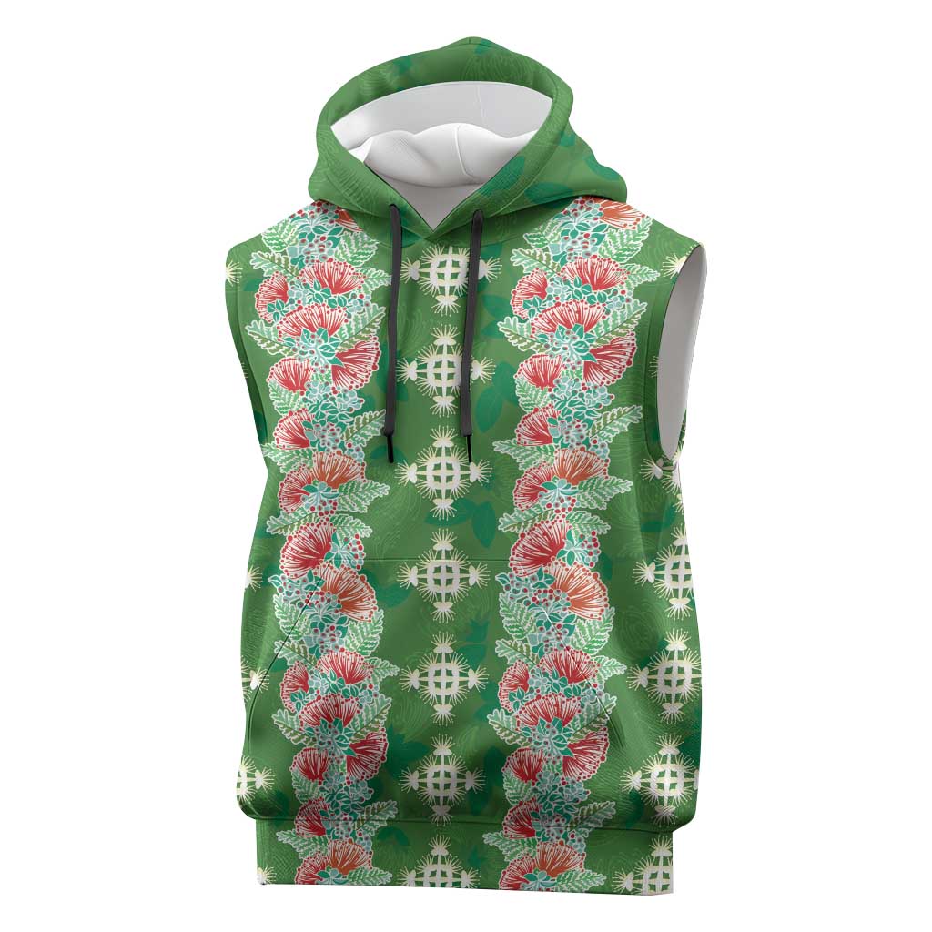 Hawaii Ohia Lehua Sleeveless Hoodie Tropical Vibes Green LT05 Green - Polynesian Pride