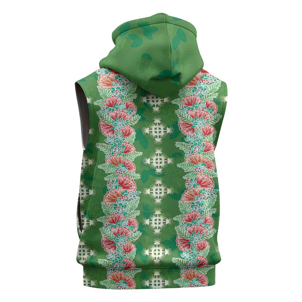 Hawaii Ohia Lehua Sleeveless Hoodie Tropical Vibes Green LT05 - Polynesian Pride
