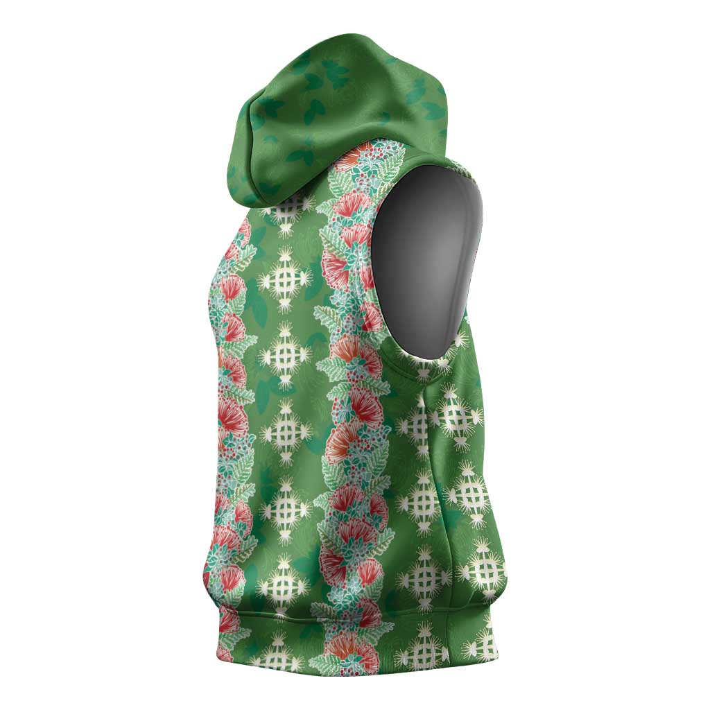 Hawaii Ohia Lehua Sleeveless Hoodie Tropical Vibes Green LT05 - Polynesian Pride