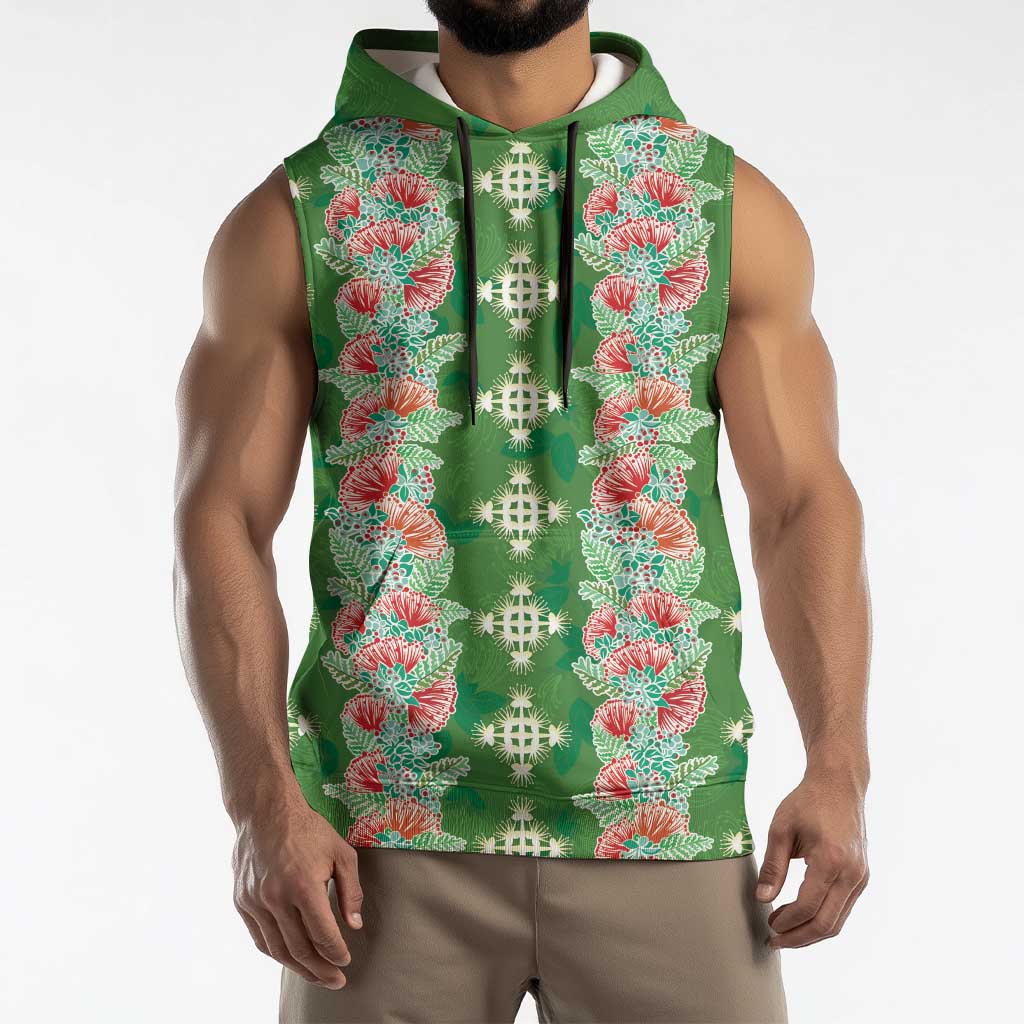 Hawaii Ohia Lehua Sleeveless Hoodie Tropical Vibes Green LT05 - Polynesian Pride