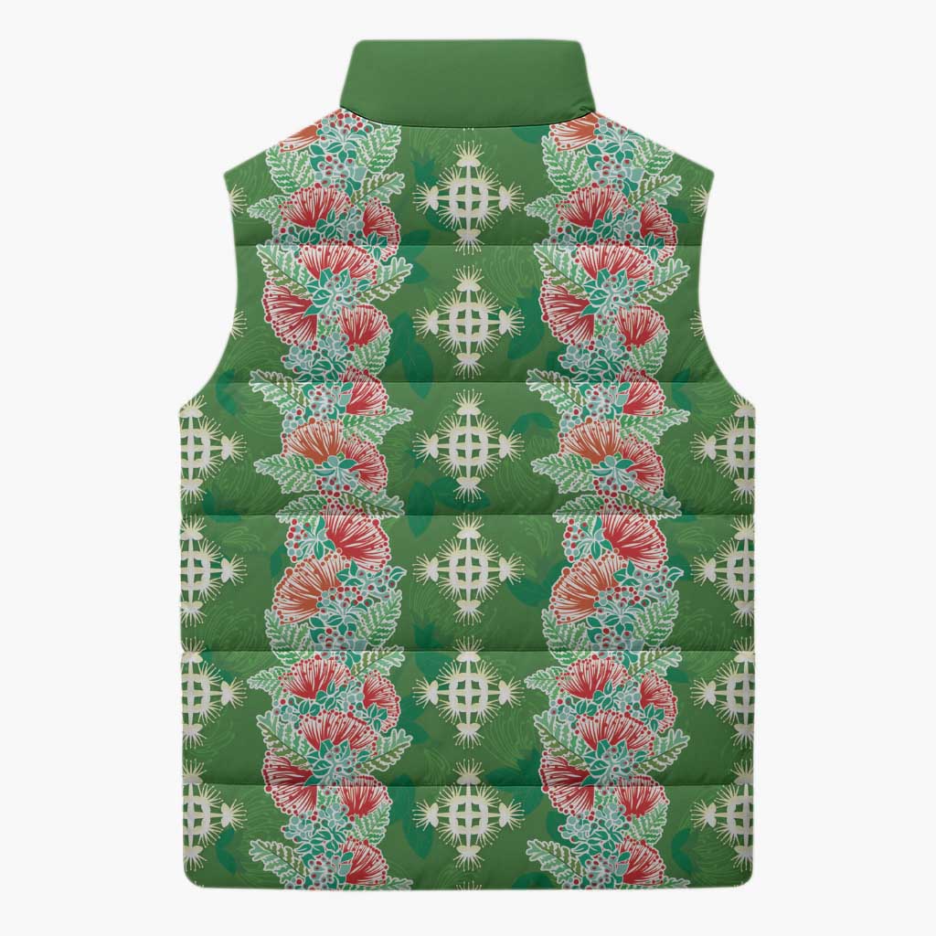 Hawaii Ohia Lehua Sleeveless Puffer Jacket Tropical Vibes Green LT05 - Polynesian Pride