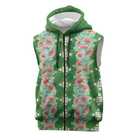 Hawaii Ohia Lehua Sleeveless Zip Hoodie Tropical Vibes Green LT05 Green - Polynesian Pride