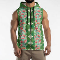 Hawaii Ohia Lehua Sleeveless Zip Hoodie Tropical Vibes Green LT05 - Polynesian Pride