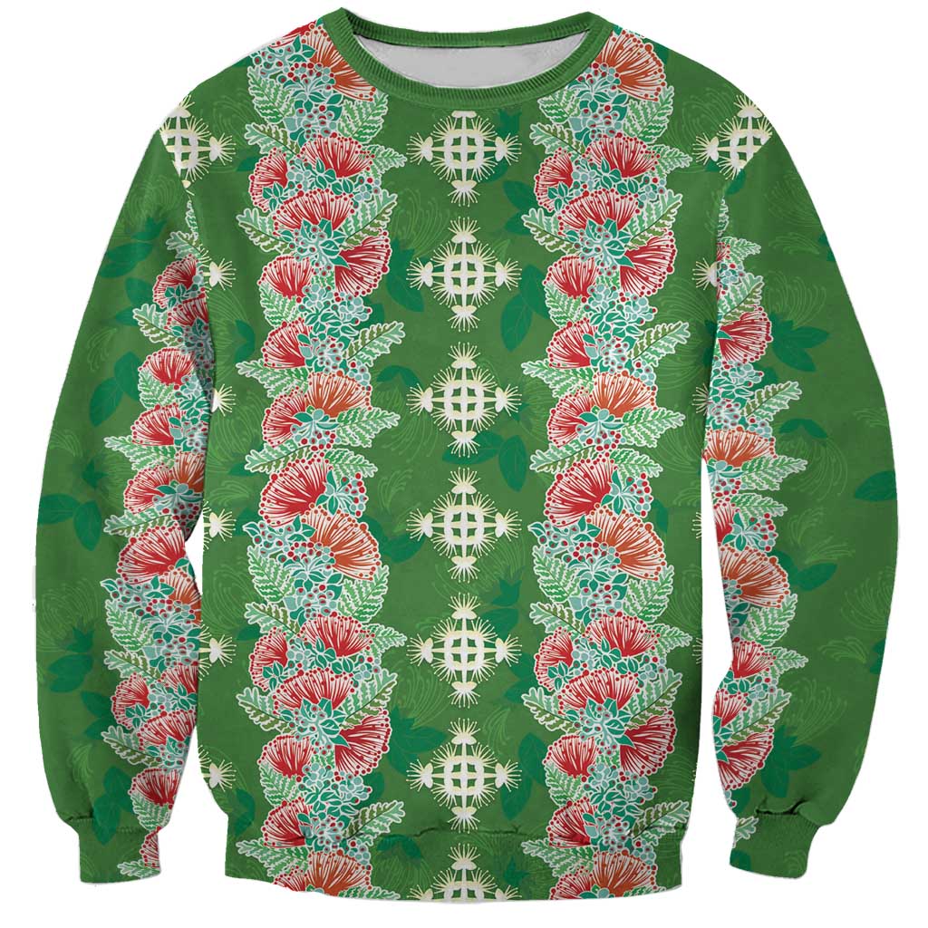 Hawaii Ohia Lehua Sweatshirt Tropical Vibes Green LT05 Unisex Green - Polynesian Pride