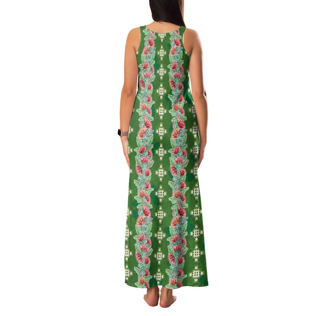 Hawaii Ohia Lehua Tank Maxi Dress Tropical Vibes Green