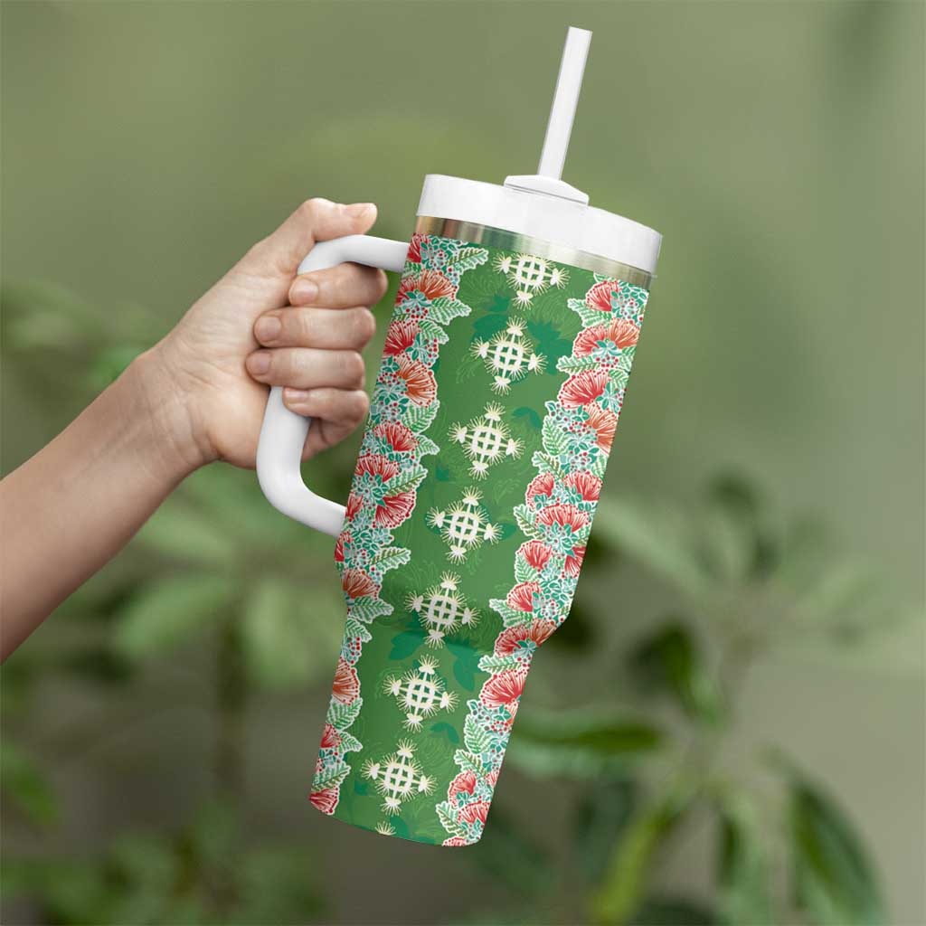 Hawaii Ohia Lehua Tumbler With Handle Tropical Vibes Green LT05 - Polynesian Pride