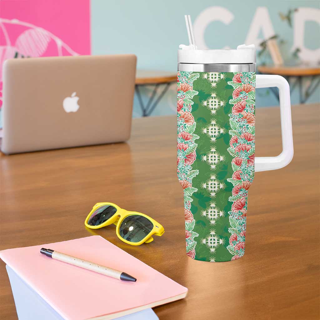 Hawaii Ohia Lehua Tumbler With Handle Tropical Vibes Green LT05 - Polynesian Pride