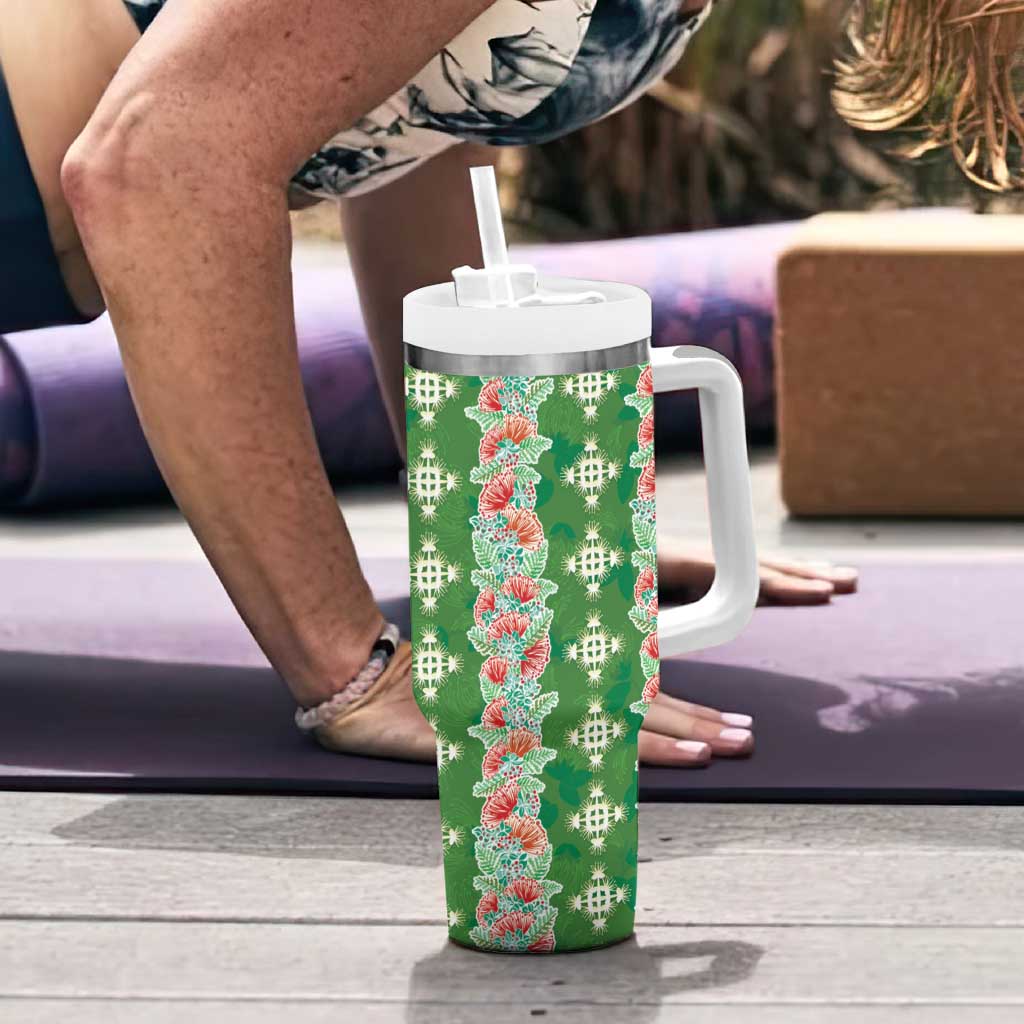 Hawaii Ohia Lehua Tumbler With Handle Tropical Vibes Green LT05 - Polynesian Pride