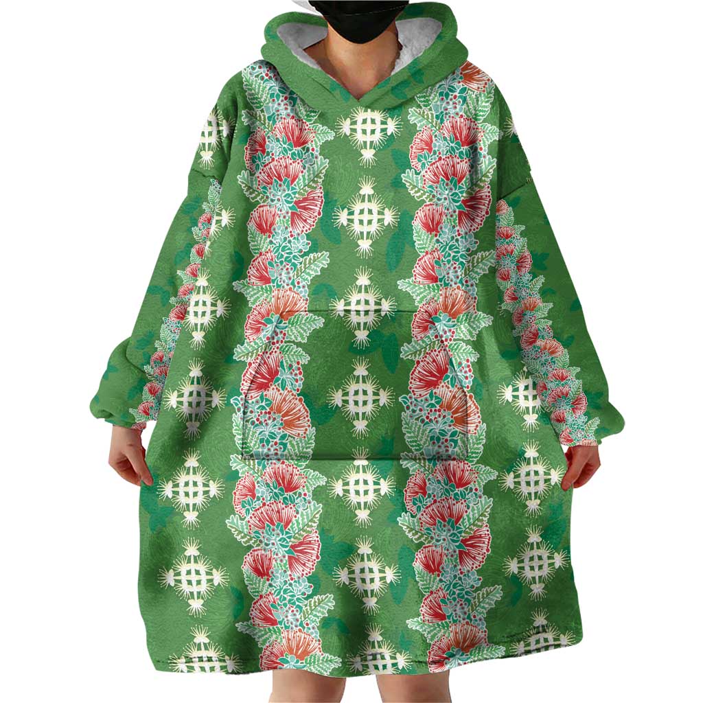 Hawaii Ohia Lehua Wearable Blanket Hoodie Tropical Vibes Green LT05 - Polynesian Pride