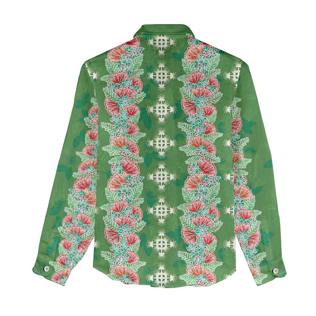 Hawaii Ohia Lehua Women Casual Shirt Tropical Vibes Green LT05 - Polynesian Pride
