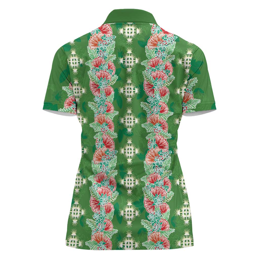 Hawaii Ohia Lehua Women Polo Shirt Tropical Vibes Green LT05 - Polynesian Pride