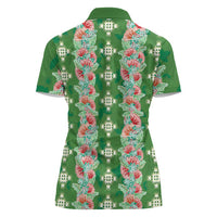 Hawaii Ohia Lehua Women Polo Shirt Tropical Vibes Green LT05 - Polynesian Pride