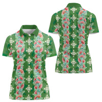 Hawaii Ohia Lehua Women Polo Shirt Tropical Vibes Green LT05 - Polynesian Pride