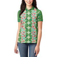 Hawaii Ohia Lehua Women Polo Shirt Tropical Vibes Green LT05 - Polynesian Pride