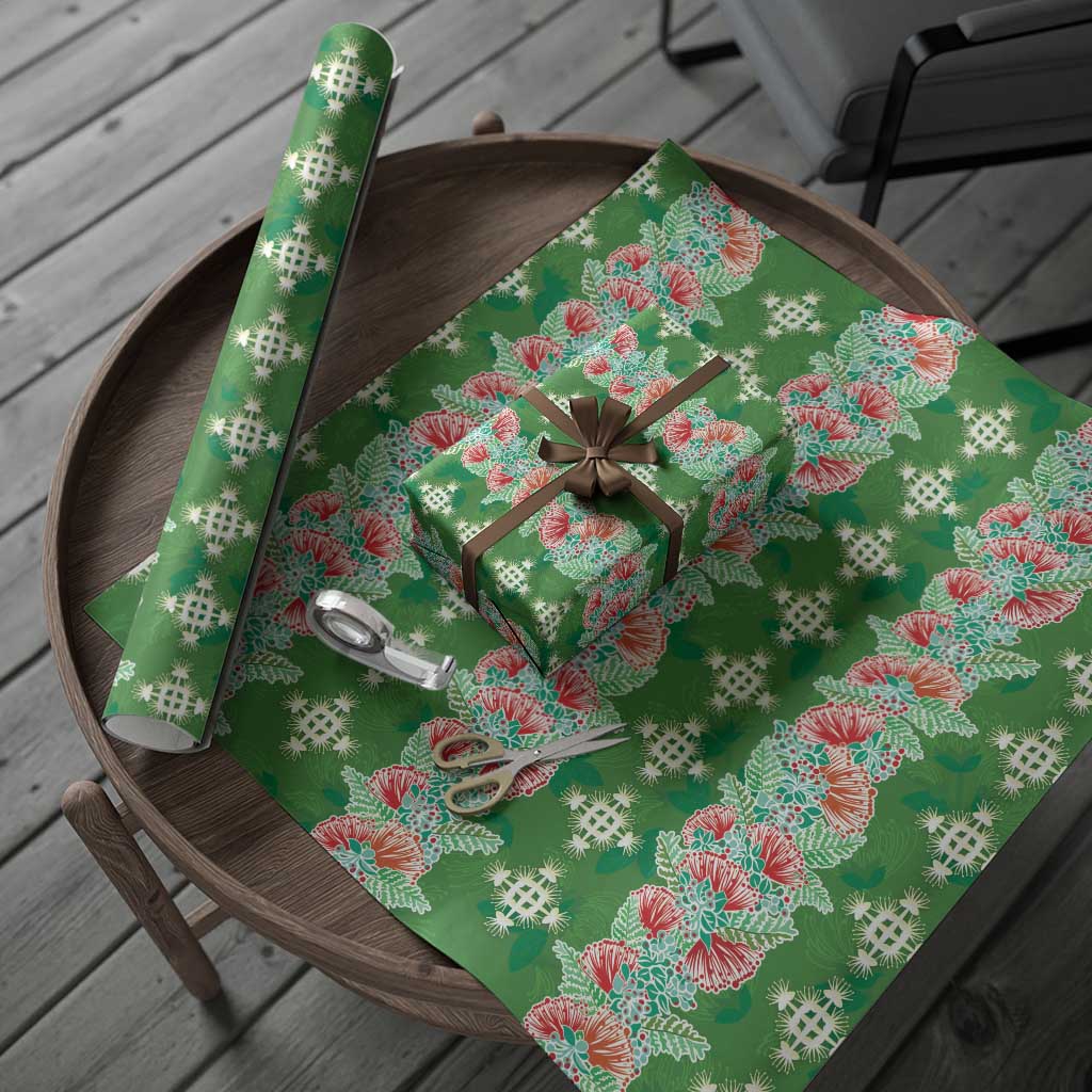 Hawaii Ohia Lehua Wrapping Paper Tropical Vibes Green