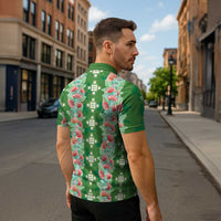 Hawaii Ohia Lehua Zipper Polo Shirt Tropical Vibes Green LT05 - Polynesian Pride