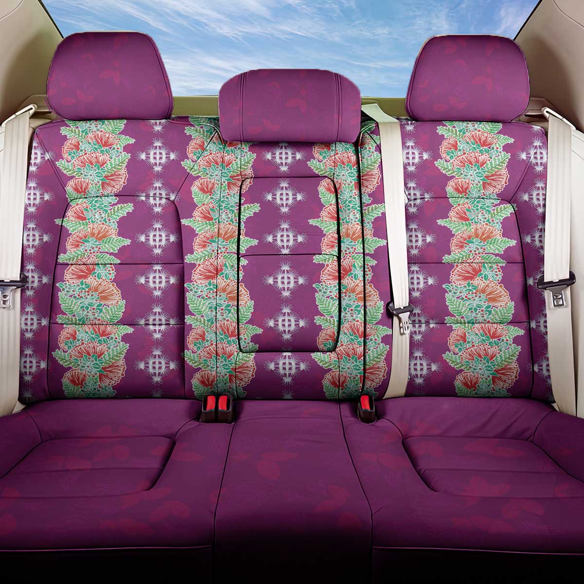 Hawaii Ohia Lehua Back Car Seat Cover Tropical Vibes Fuchsia