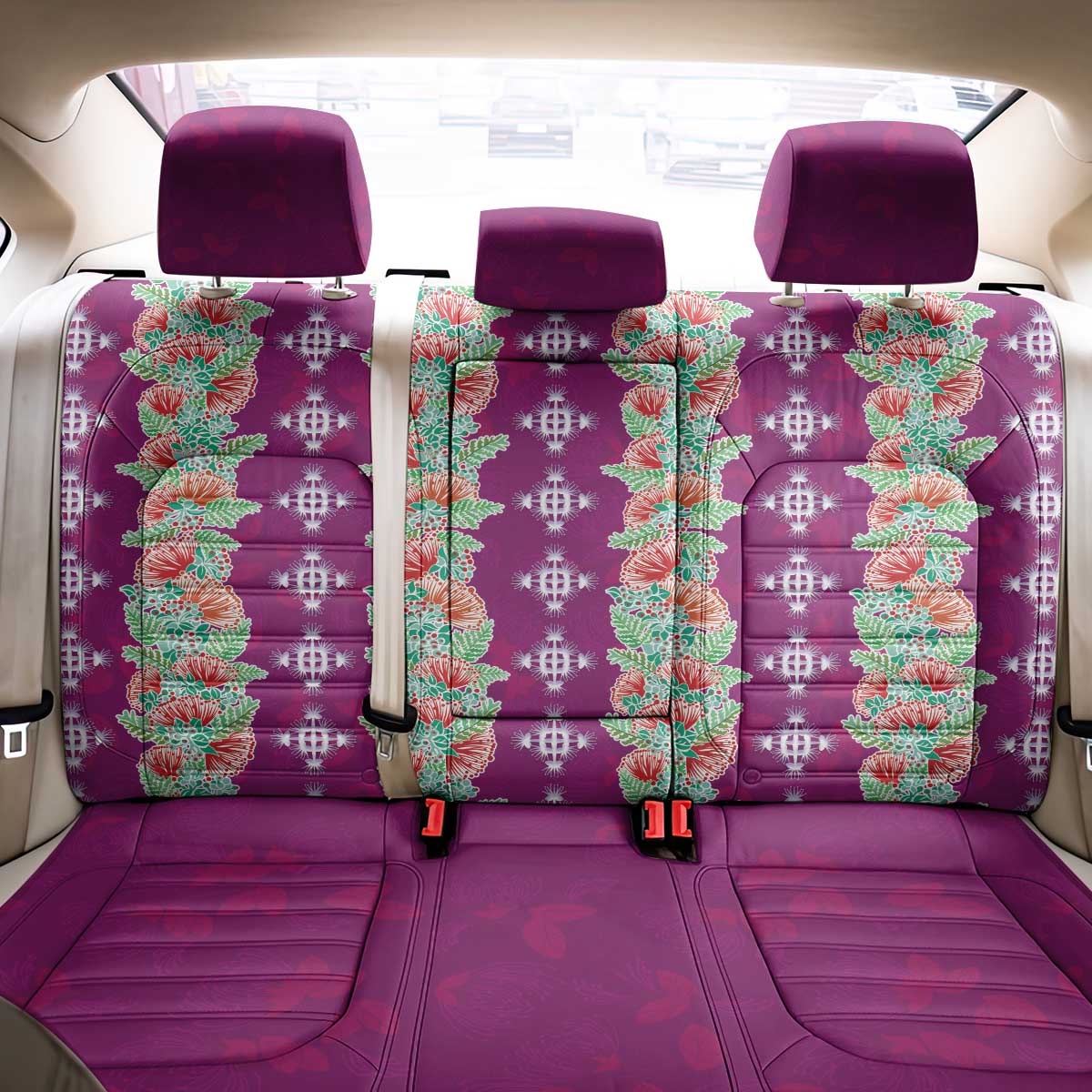 Hawaii Ohia Lehua Back Car Seat Cover Tropical Vibes Fuchsia
