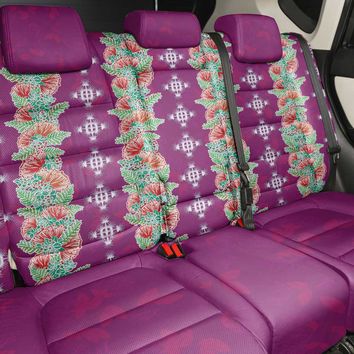 Hawaii Ohia Lehua Back Car Seat Cover Tropical Vibes Fuchsia