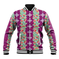 Hawaii Ohia Lehua Baseball Jacket Tropical Vibes Fuchsia LT05 Unisex Fuchsia - Polynesian Pride