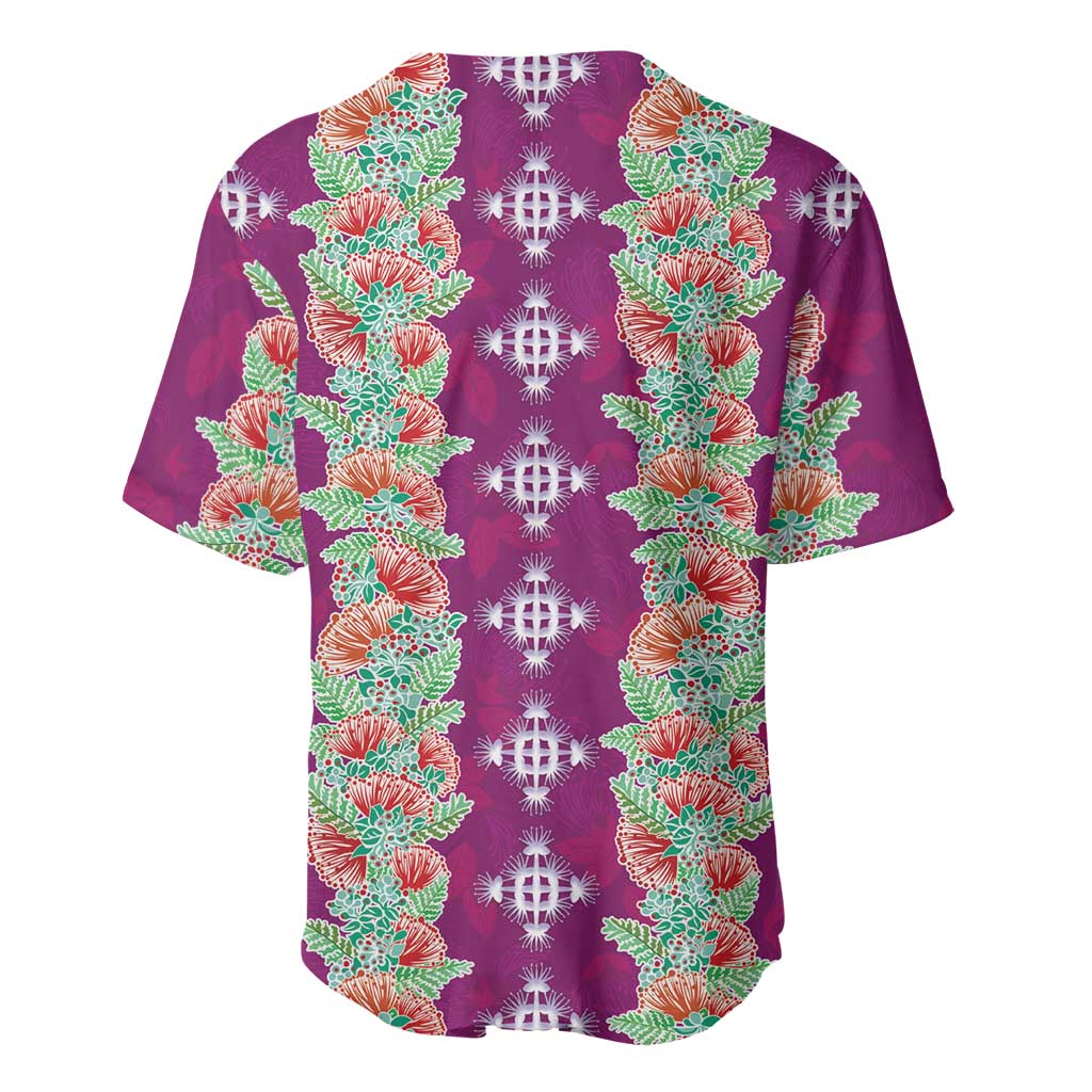 Hawaii Ohia Lehua Baseball Jersey Tropical Vibes Fuchsia LT05 - Polynesian Pride