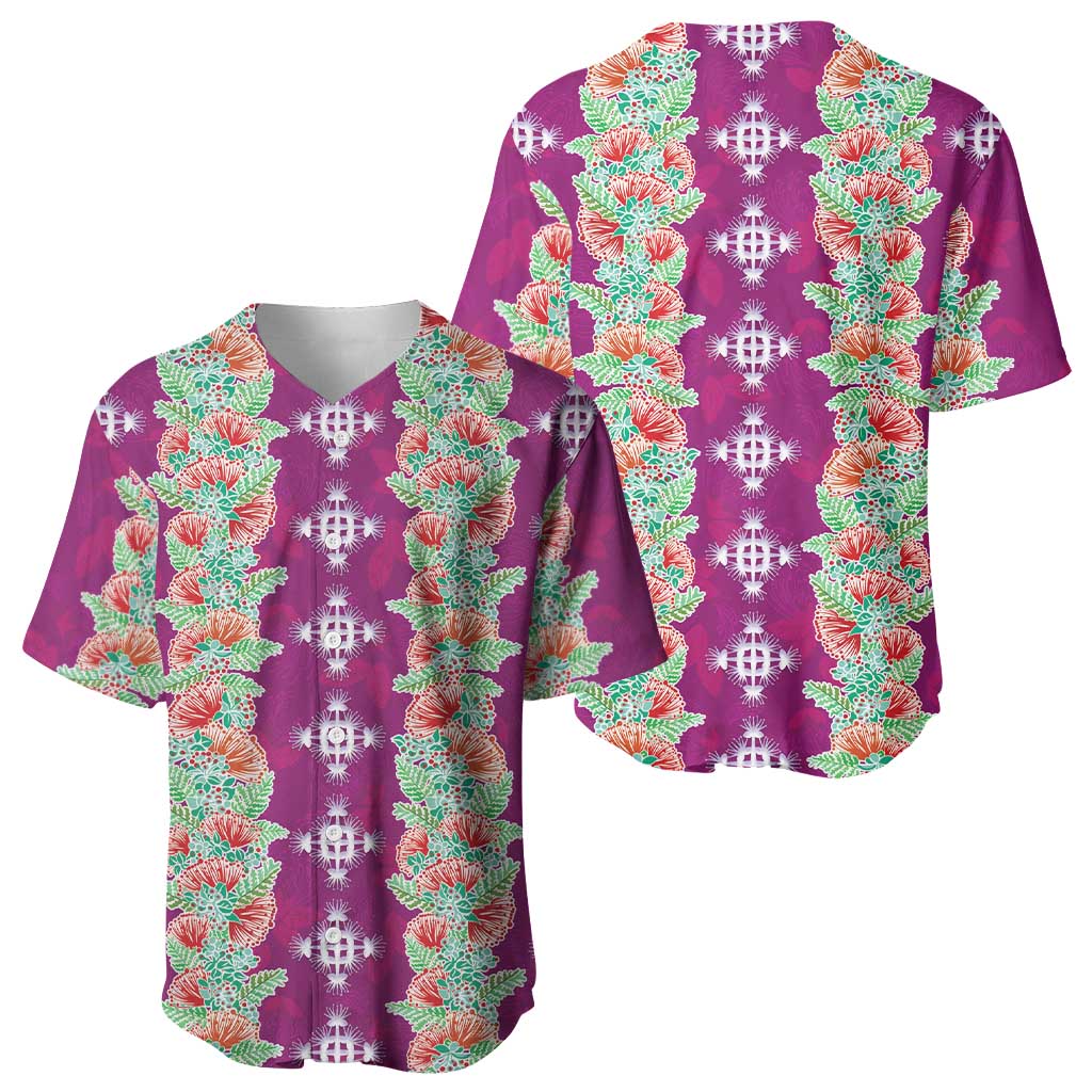 Hawaii Ohia Lehua Baseball Jersey Tropical Vibes Fuchsia LT05 - Polynesian Pride