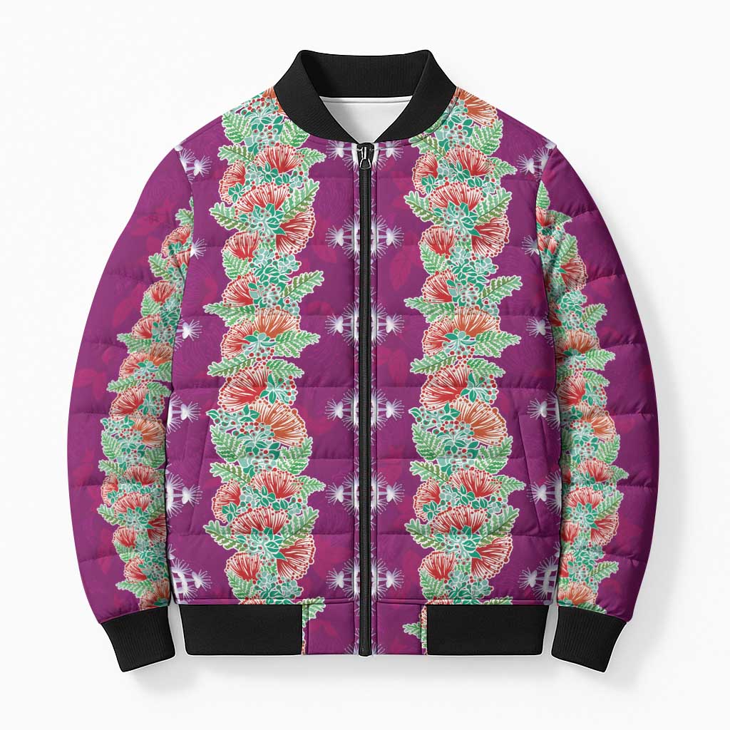 Hawaii Ohia Lehua Bomber Puffer Jacket Tropical Vibes Fuchsia LT05 Unisex Fuchsia - Polynesian Pride
