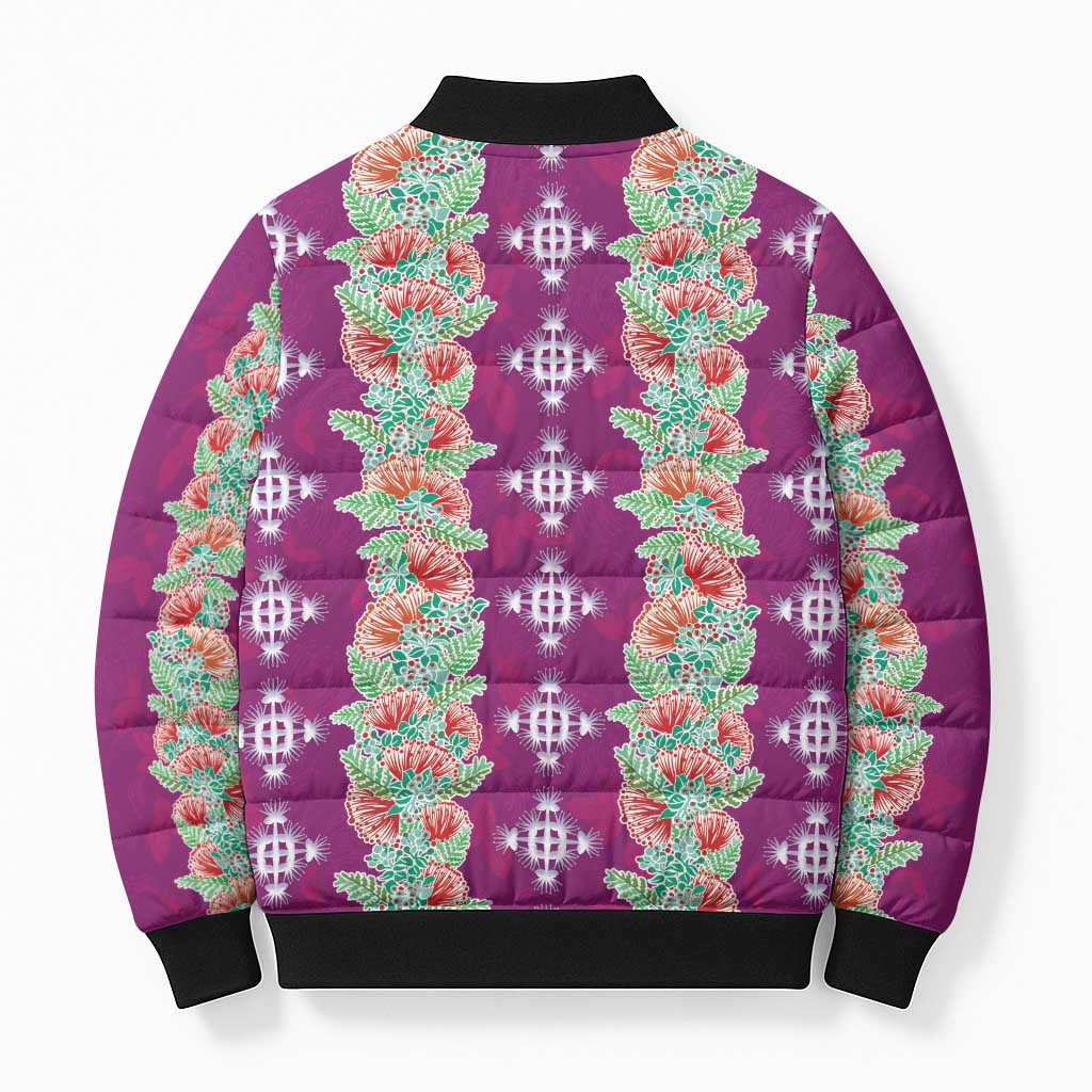 Hawaii Ohia Lehua Bomber Puffer Jacket Tropical Vibes Fuchsia LT05 - Polynesian Pride